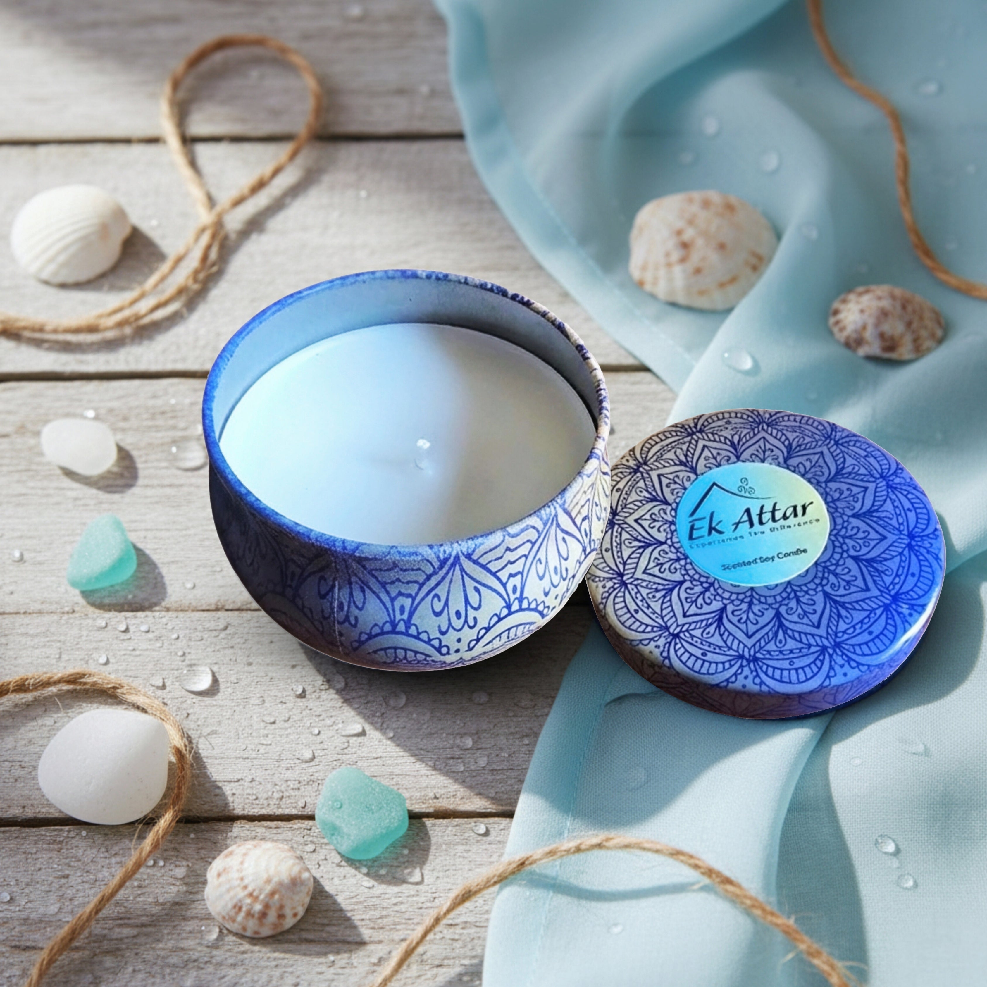 Tin Candle With Mandala Print