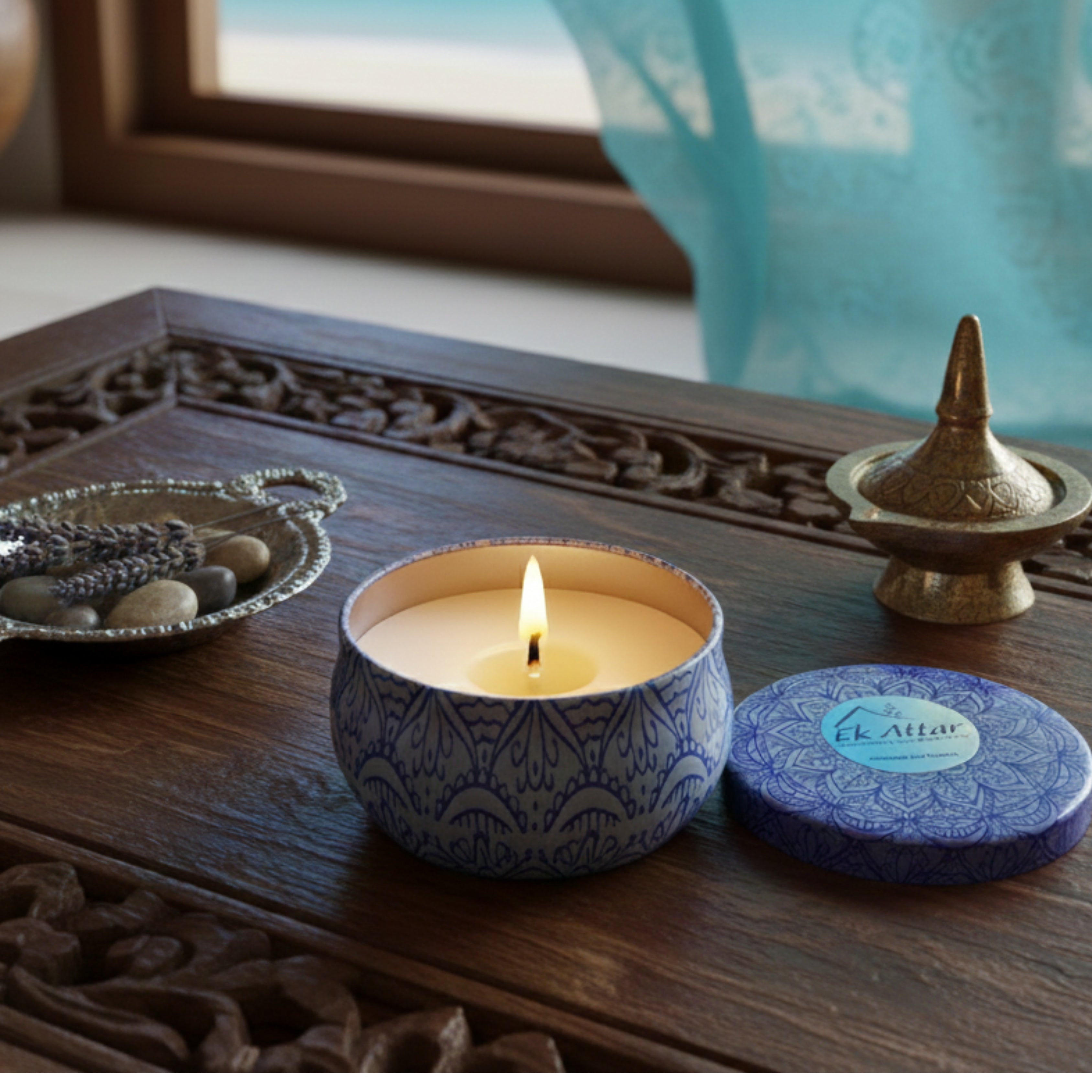 Tin Candle With Mandala Print